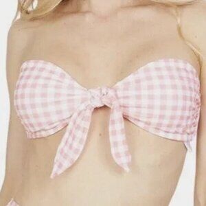 NWT Southern Tide Gingham Bandeau Bikini Top Size Large With Straps Summer